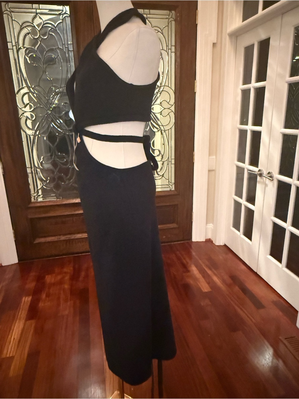 NWT Cult Gaia Aziza Knit Cutout Halter Maxi Dress Black L - Picture 6 of 16